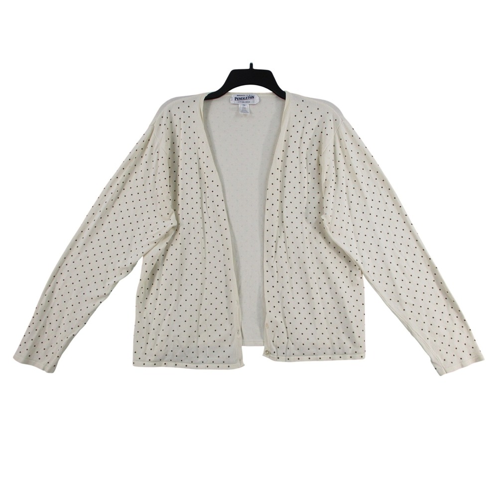 Pendleton Womens XL Silk Blend Polka Dot Cardigan Sweater Cream TC244-60393